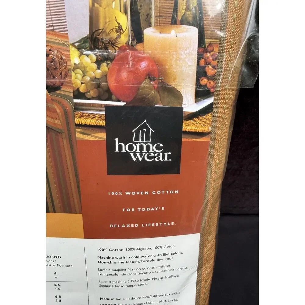 Home Wear Spice Stripe 100% Woven Cotton Thanksgiving Fall Tablecloth 60X104 New